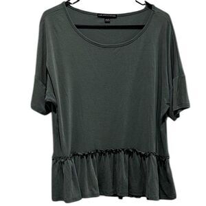 Harlowe & Graham Green Peplum Women’s Short Sleeve Flowy Boho Babydoll Size M